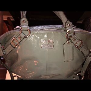 Coach Cross Body Bag Grey Patent Leather